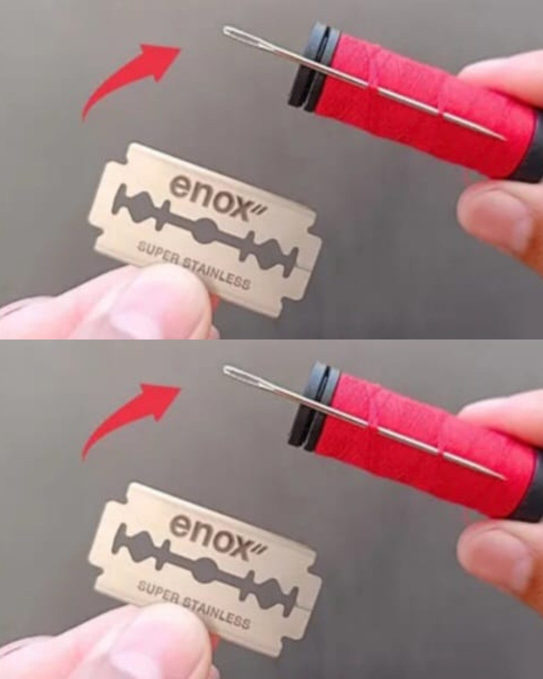 Seamstresses have been hiding this for years! Insert a razor blade into the needle and be amazed.