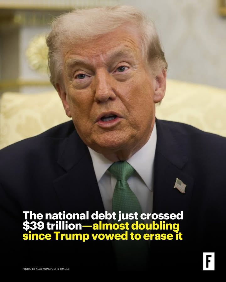 The national debt just crossed  trillion—almost doubling since Trump vowed to erase it